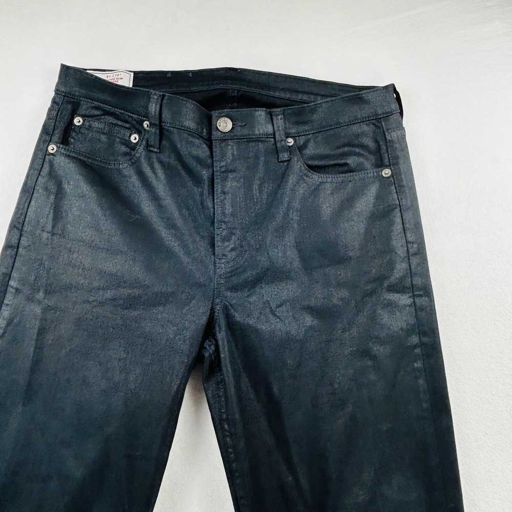 GAP Jeans Womens 12 Tall Black Vintage Slim Mid Rise Coated Denim Stretch Shiny - Picture 2 of 16